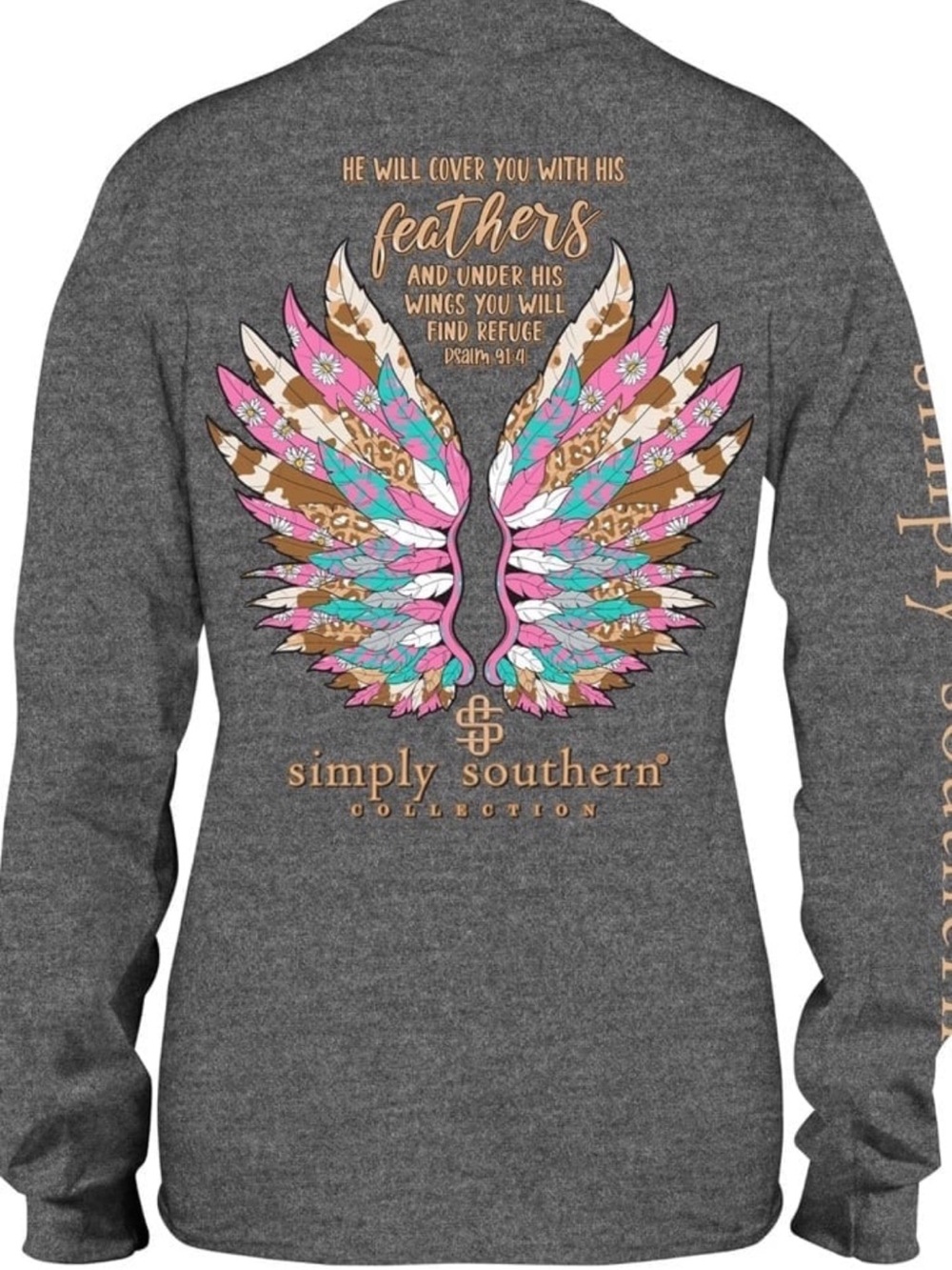New Simply Southern Feather Wings Psalm Refuge Shirt Size Small